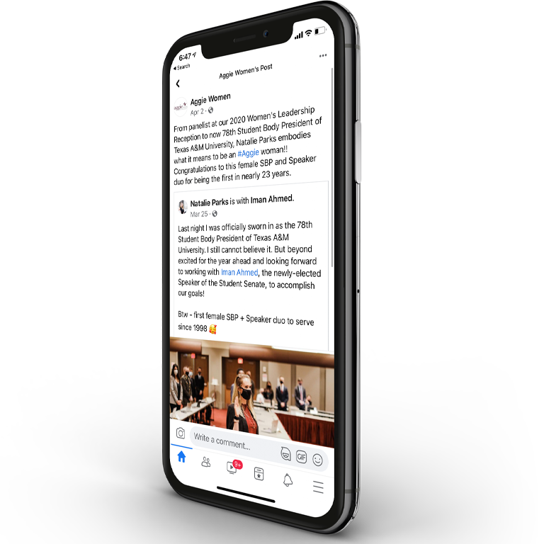 Aggie Women Network social media post