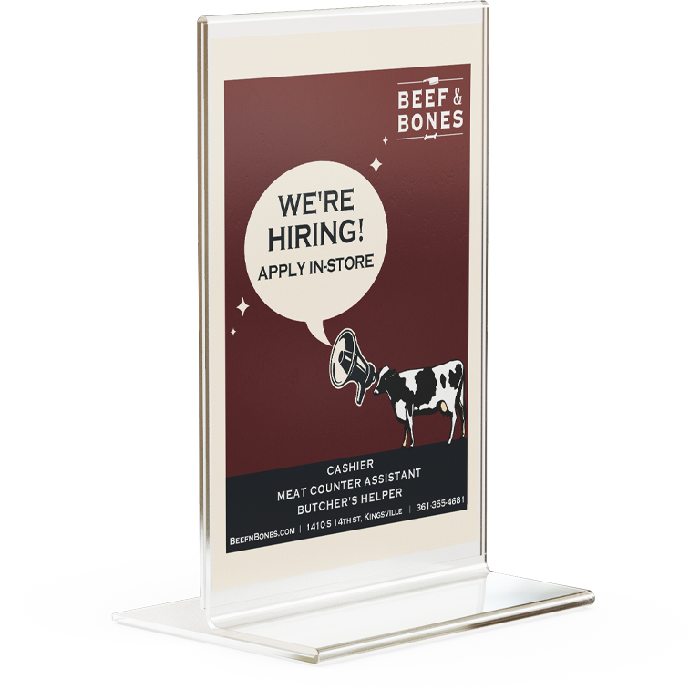 Beef & Bones Meat Market table tent