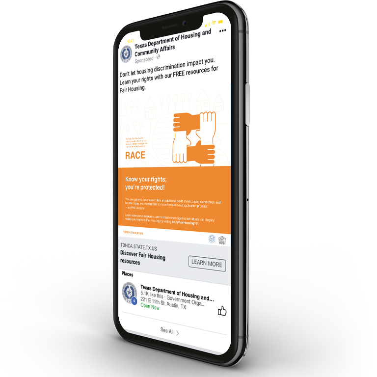 Texas Department of Housing and Community Affairs social media post