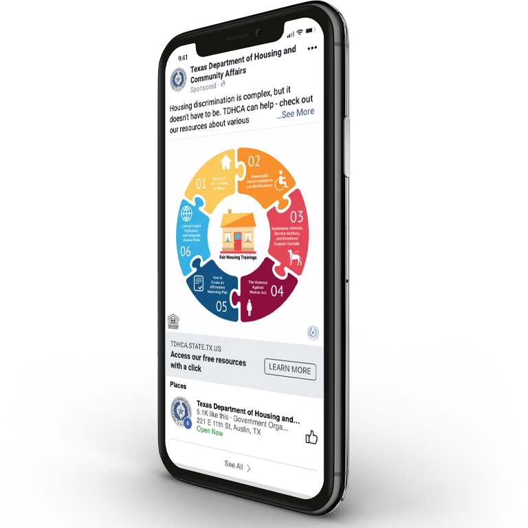 Texas Department of Housing and Community Affairs social media sponsored post