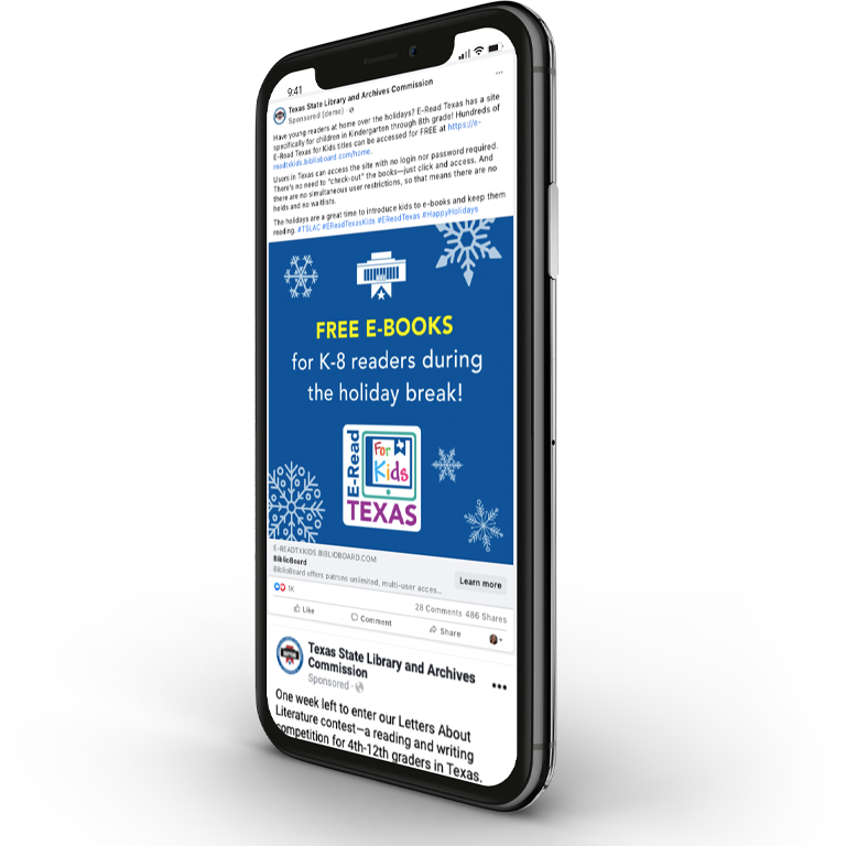 Texas State Library Archives Commission social media sponsored post