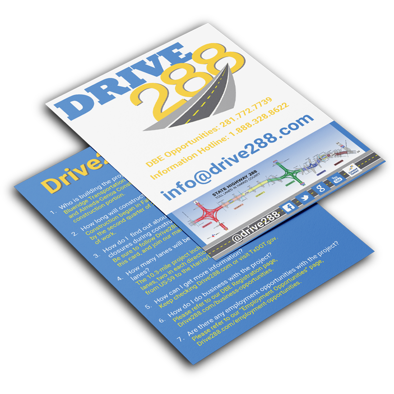TxDOT Drive 288 Project postcard