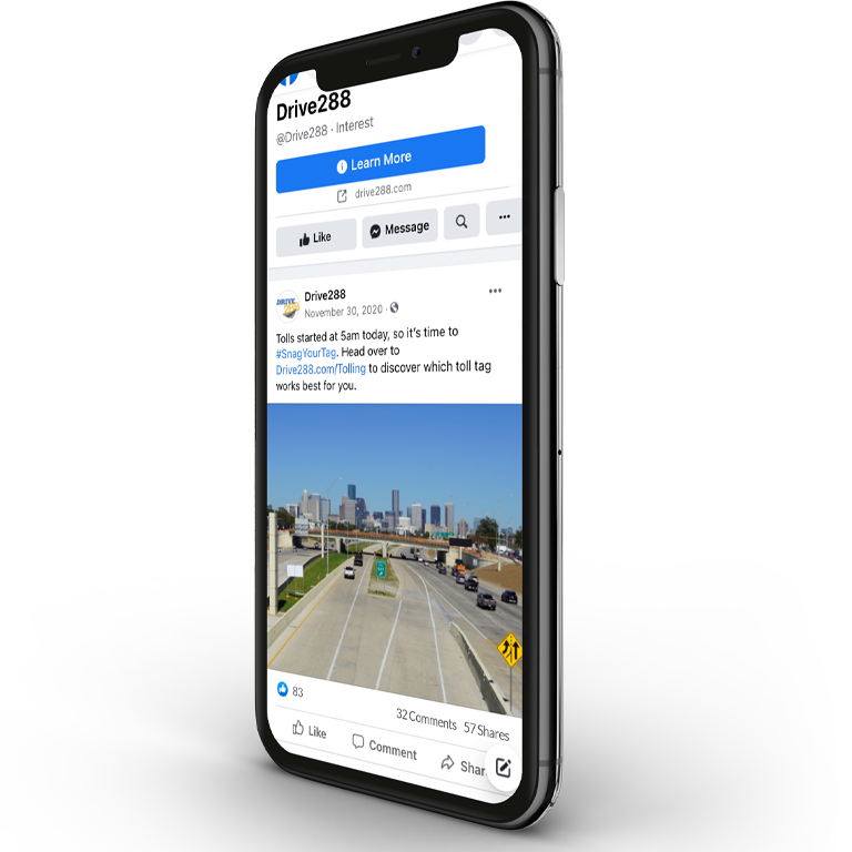 TxDOT Drive 288 Project social media post