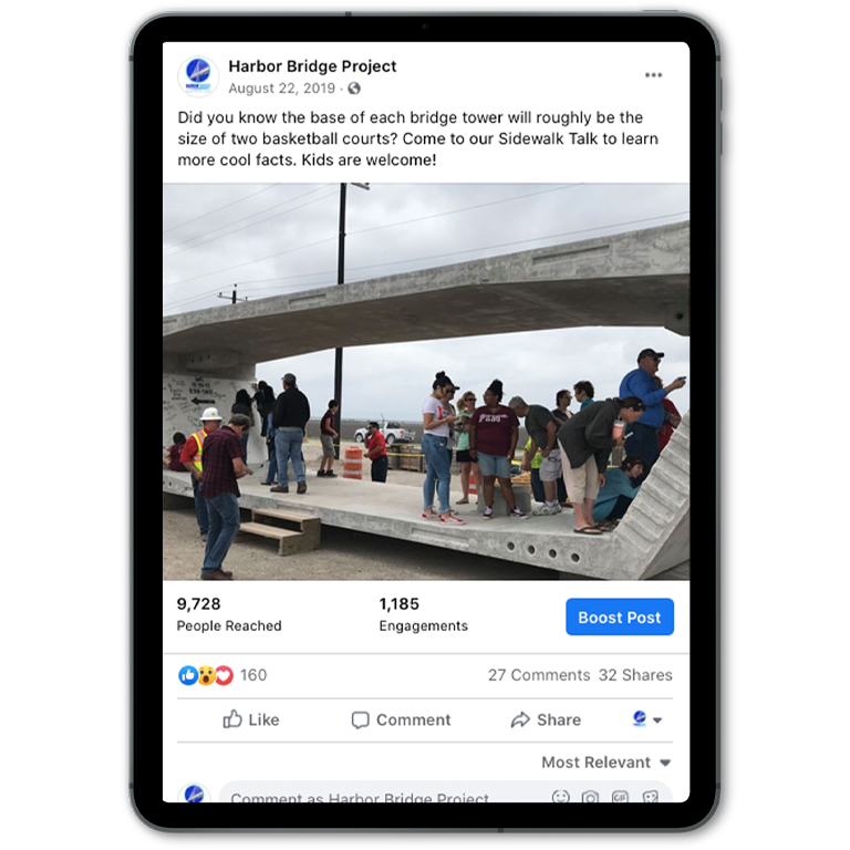 TxDOT Harbor BridgeProject social media post